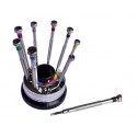 Screwdrivers set on rotating stand, 9 color-coded