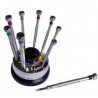 Screwdrivers set on rotating stand, 9 color-coded