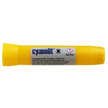 Colle CYANOLIT jaune tube 2grs